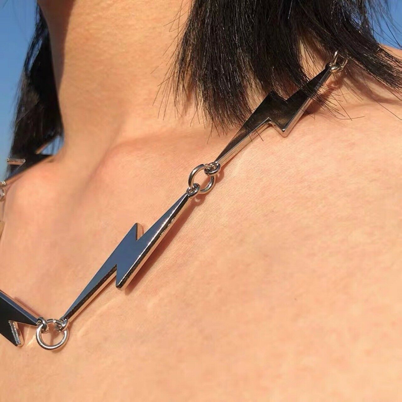 New Hip-hop Lightning Alloy Necklace  Lightning Clavicle Chain For Men Jewelry