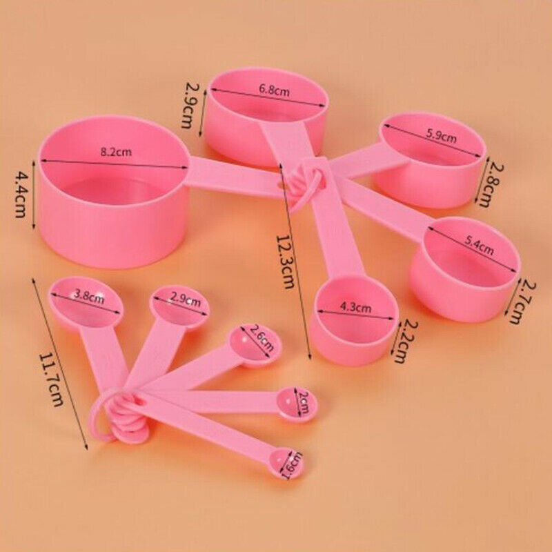 10Pcs Pink Measuring Spoons Cups Kitchen Baking Cooking Measuring Tool Scoop  IA