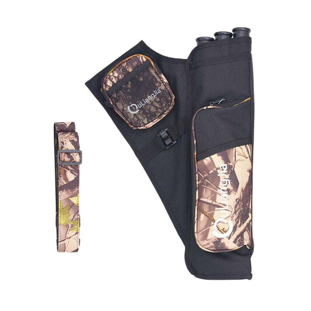 Three-Tubes Archery Arrow Hip Quiver Holder Adjustable Belt Bag Pouch Camo