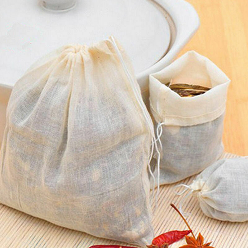 10 Cotton Muslin Drawstring Bags Coffee Tea Bath Soap Herb 80x100mm
