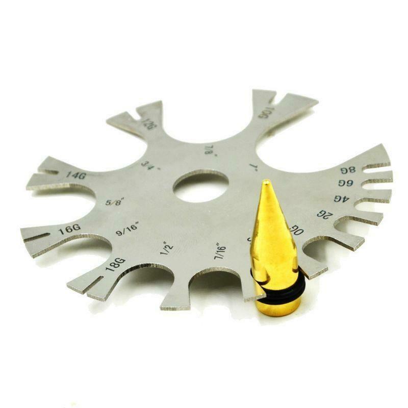 Stainless Steel Body Jewelry Piercings Gauge Measurement Wheel Measures18G-0G