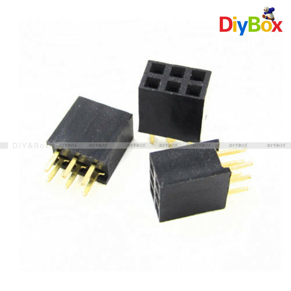 50PCS 6Pin  2.54mm Double Row Female Straight Header Pitch Socket Strip 2x3 Pin