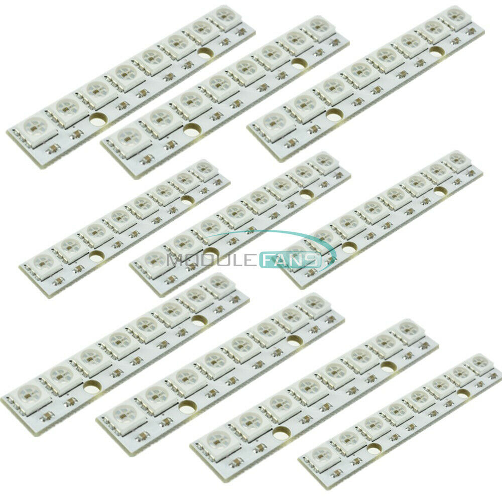 10PCS WS2812 WS2811 5050 RGB LED Lamp Panel Module 5V 8Bit Rainbow LED