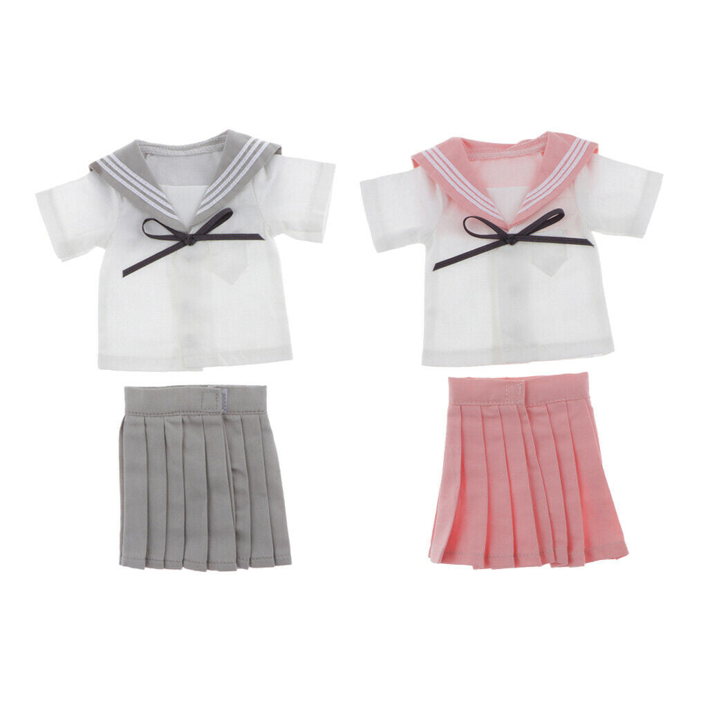 2x 1/4 Uniform Skirt Suit Outfit for BJD DOD MSD 43cm Clothes DIY Accessory