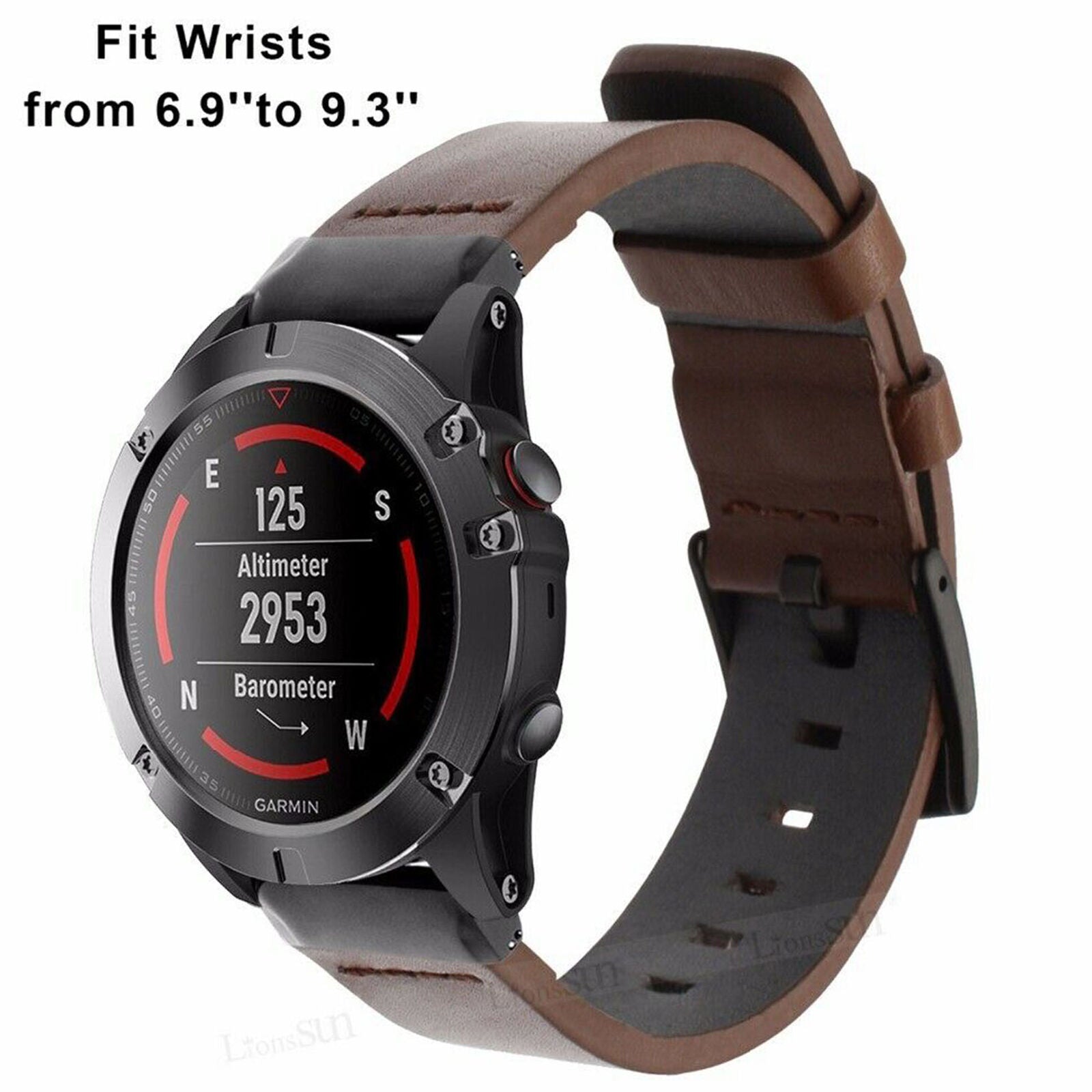 For Garmin Fenix 6X 5X Quick Install Leather Watch Wrist Band Strap