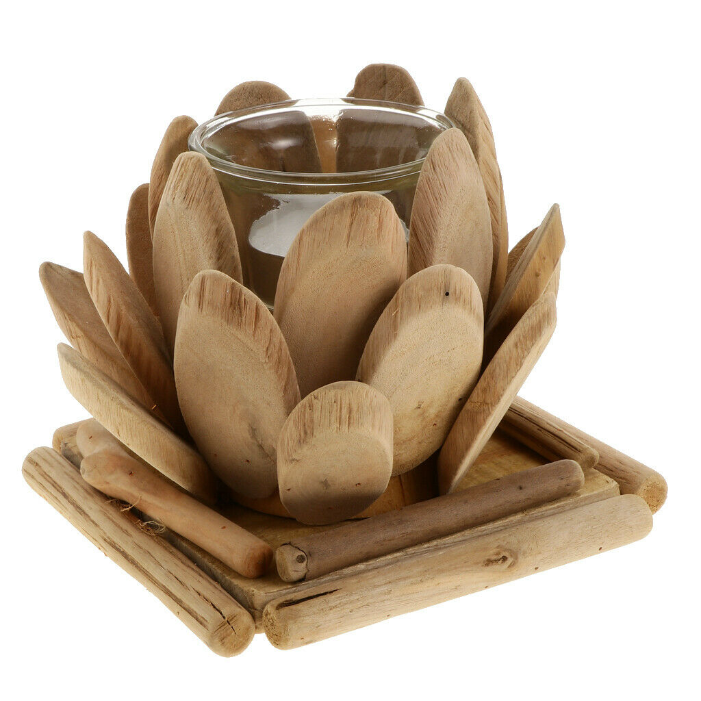 Lotus Candle Holder, Wooden Tealight Holders Handmade Ornaments Votive Holder
