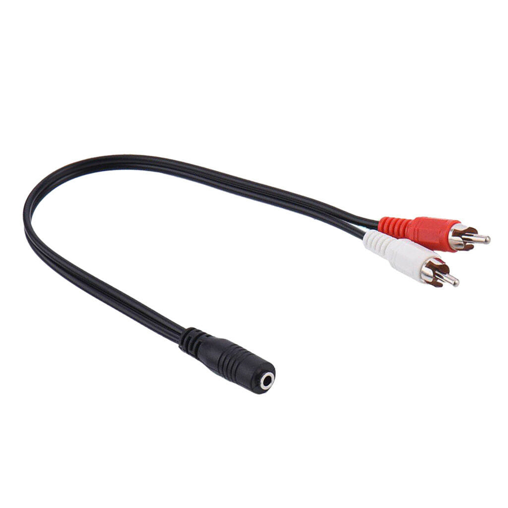 3.5mm Stereo Female   to 2 RCA Male Cable Adapter Cord For HDTV Speaker