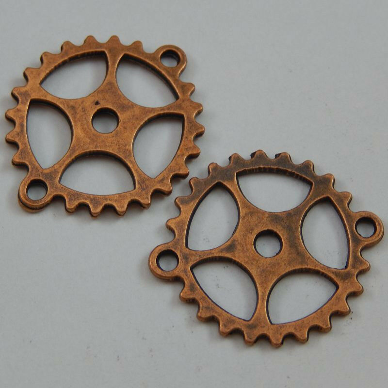 50024 Red Copper Alloy Five-pointed Star Gear Wheel Pendants Charms Jewelry20pcs