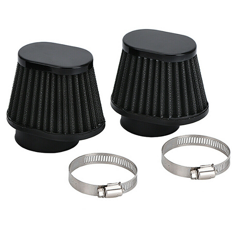 2x Motorcycle Air Filter Cold Air Intake High Flow Cone Filter Black 2.35'' 60mm
