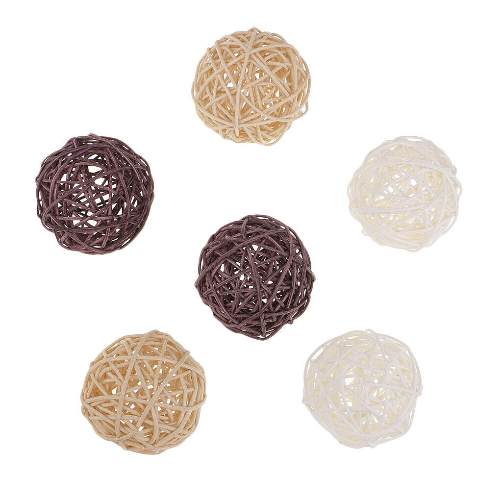 6pcs 7cm Rattan Wicker Balls for Home Decoration Vase Fillers Bird Toys Ornament