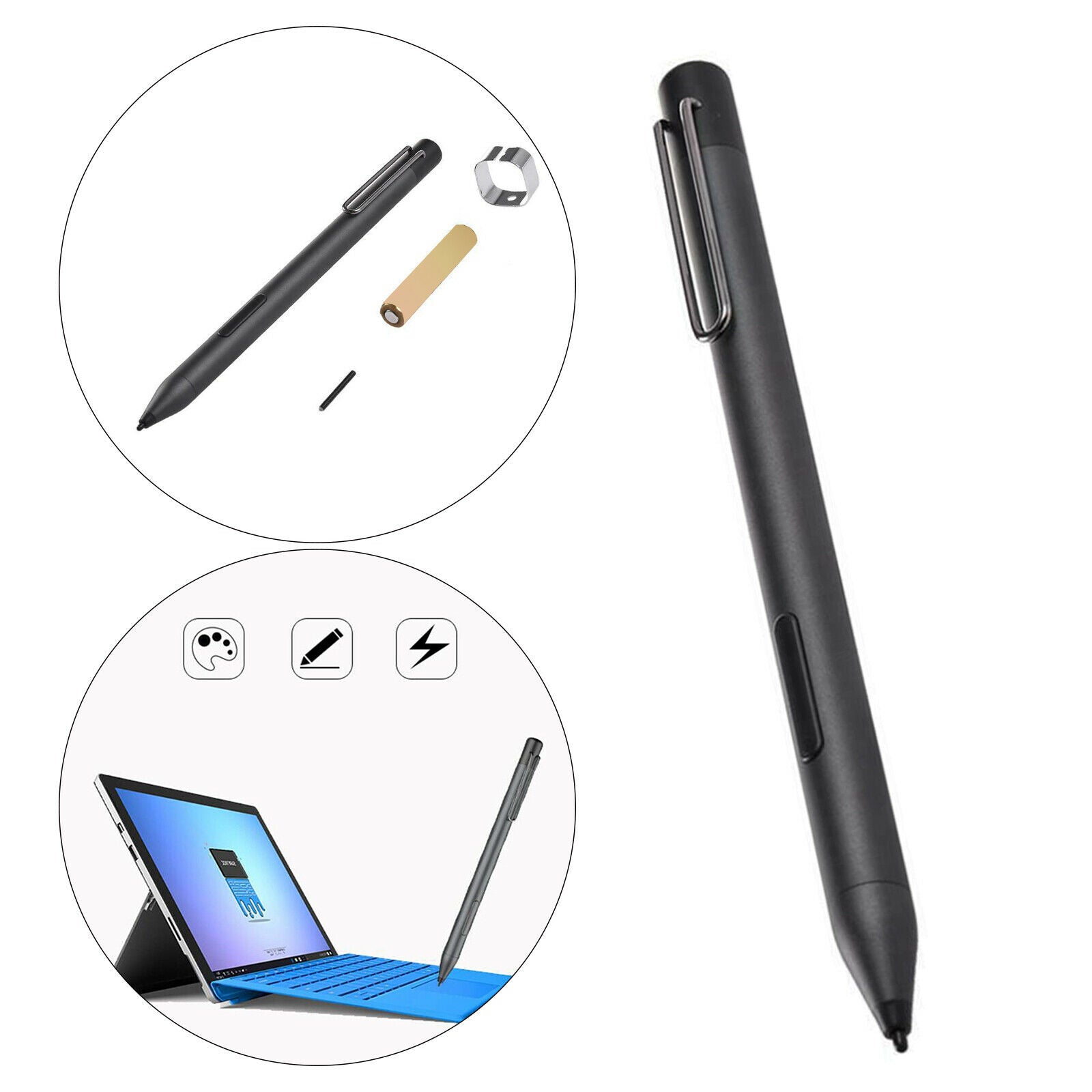 Stylus Pen for Surface Pro Palm Rejection Easy Use Lightweight Black