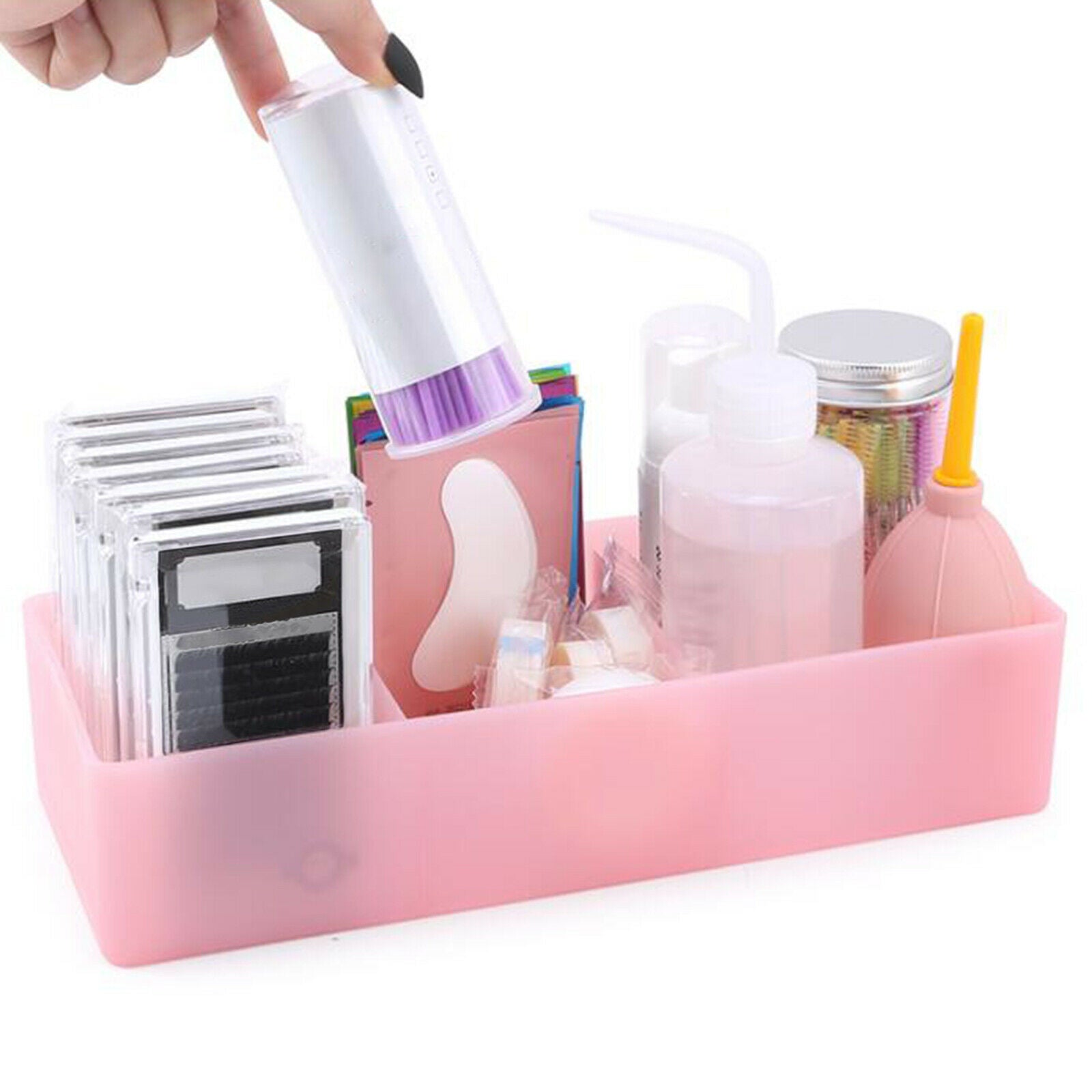3X Eyelash Extension Tool Storage Box Container Holder for Grafting Pink
