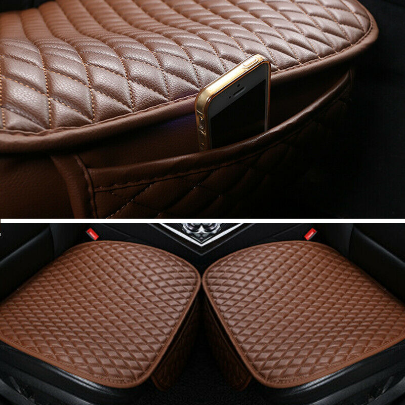 3PCS PU Leather Front+Rear Seat Cushion Car Interior Seat Covers Breathable