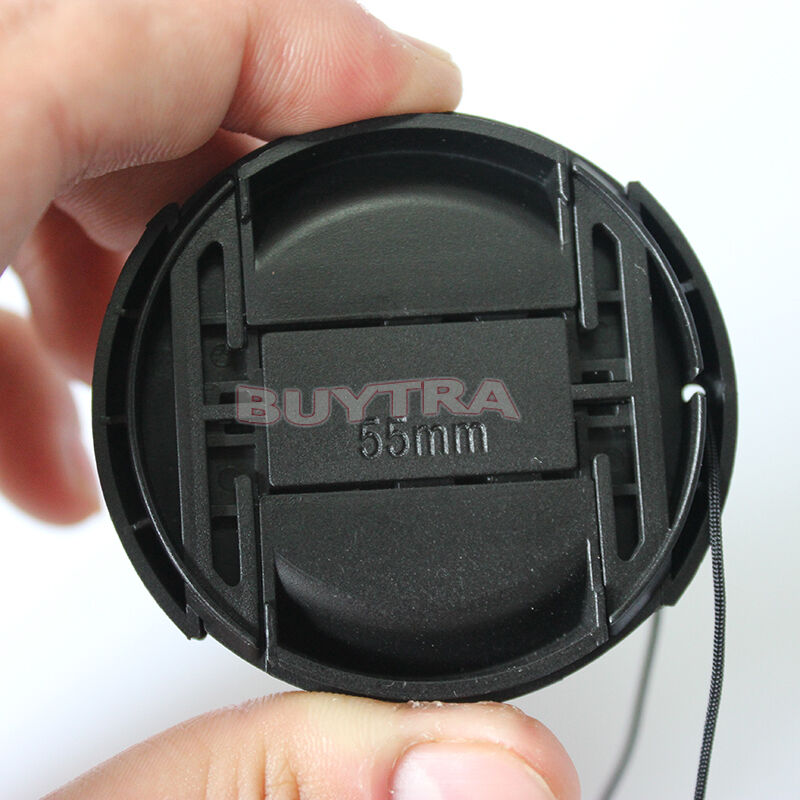 55mm Center Pinch Snap on Front Cap Cover For SLR camera Lens Filter Blac.l8