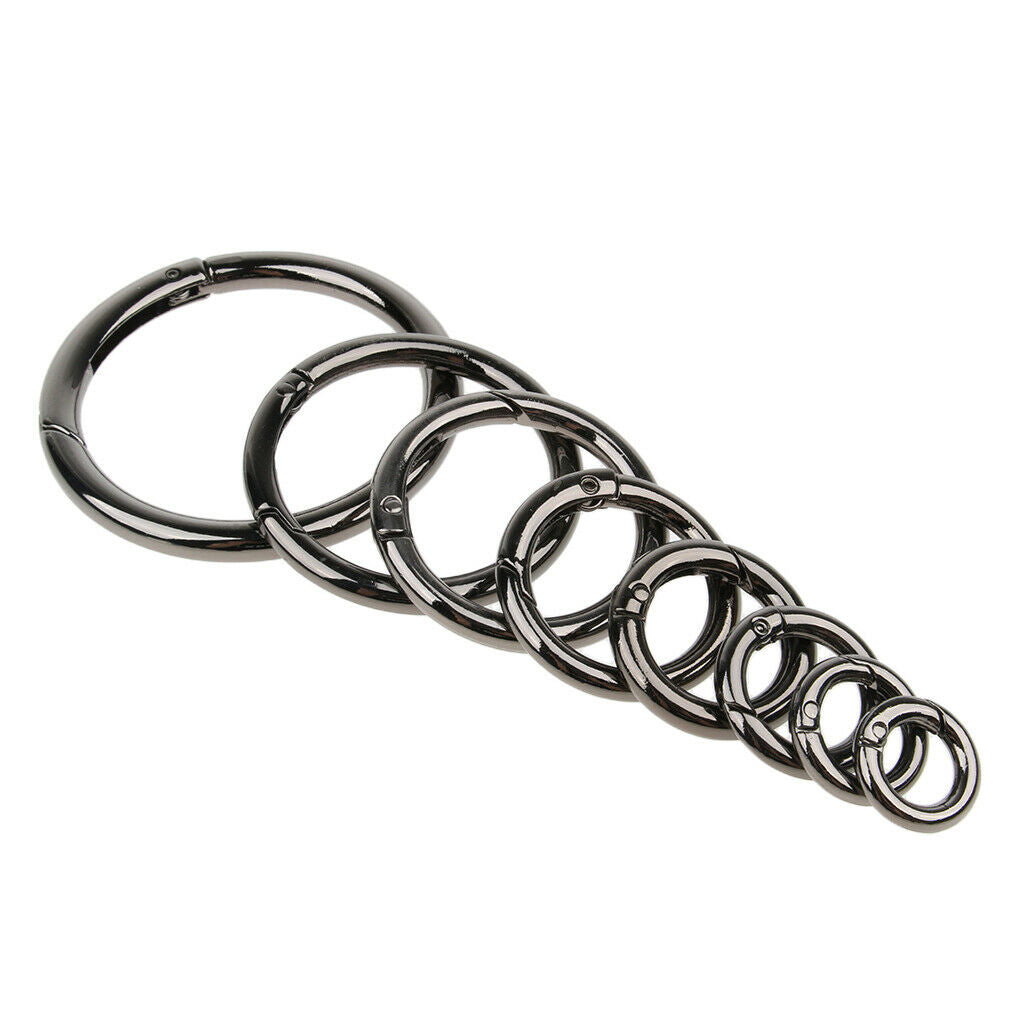 2X 5pcs Round Carabiners Camping Spring Snap Clip Keychain Holder Black 10mm