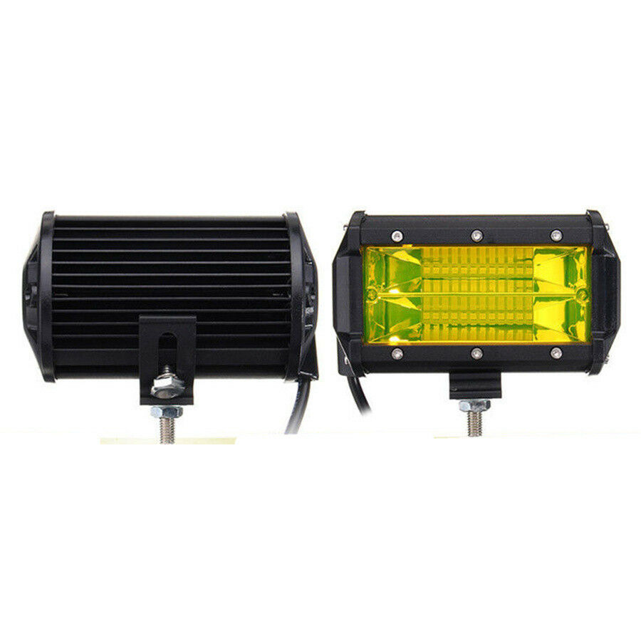 2x 5 Inch Yellow LED Car Work Light Bar Flood Beam Boat Driving Offroad ATV Lamp