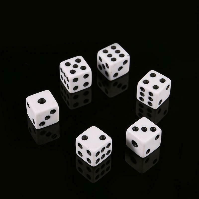 100pcs 8mm Plastic White Game Dice Six Sided Decider Birthday Parties Board Game
