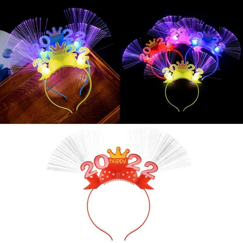Mix Colors 2022 New Year Headband Light Up Hair Hoop Elastic Photo Prop Headwea