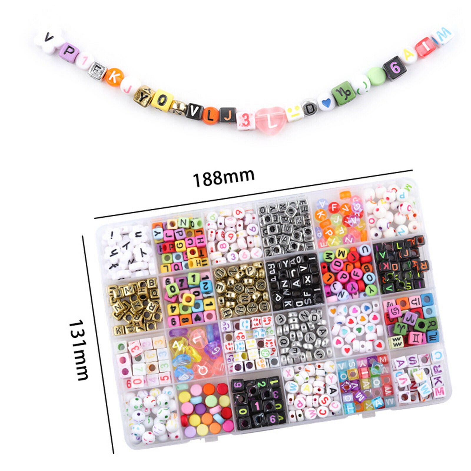 Premium Acrylic Bracelet Beads Hair Hoop Necklace DIY Charm with Storage Box