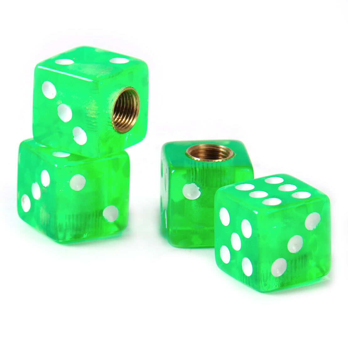 4Pcs Green Dice Tyre Wheel Rim Tire Air Valve Stem Dust Cap Cover Car Motor An