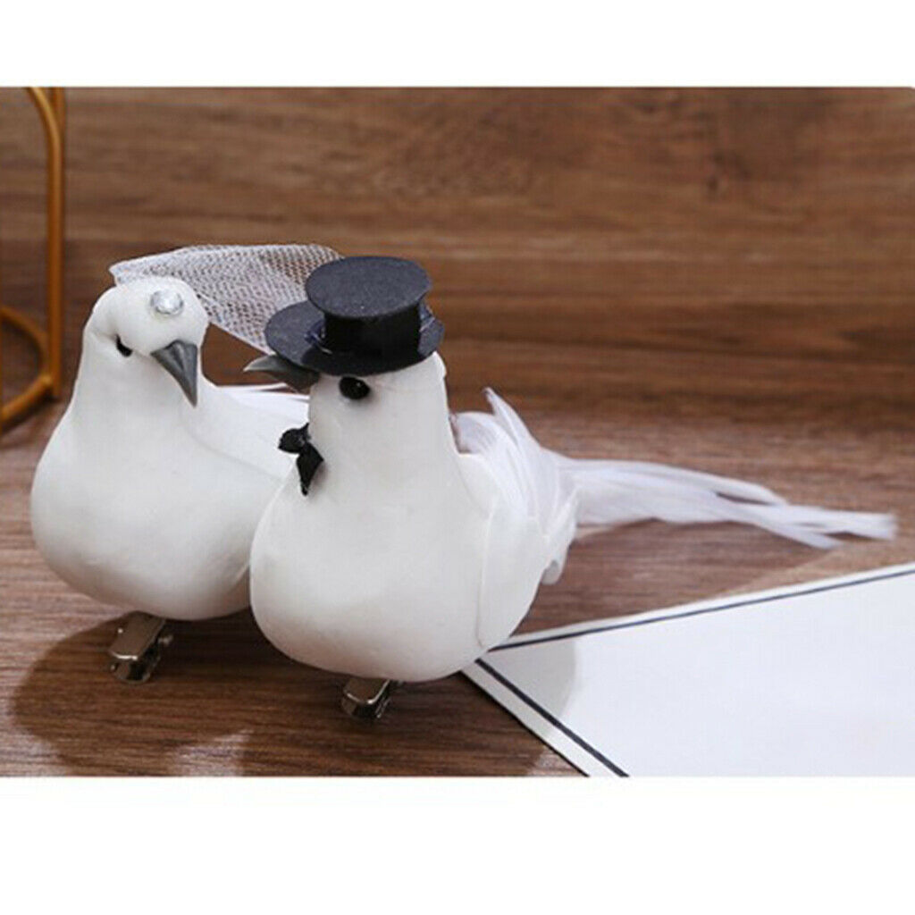 12pack White Dove Pigeon Clip Modeling Ornaments Home Crafts 5.9x3.1x2.8inch