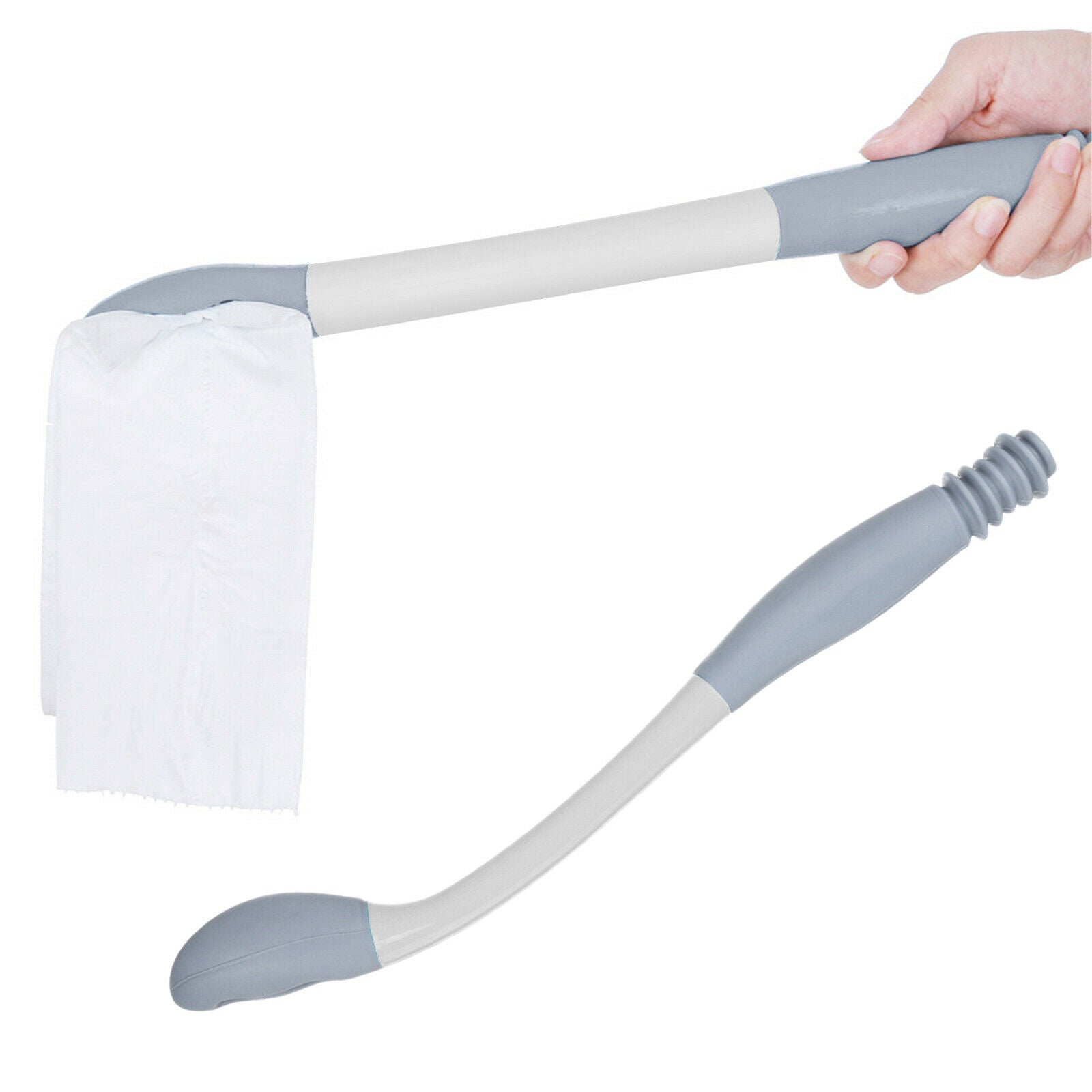 Bottom Toileting Aid Tool Handled Tissue Grip Helper Paper Holder Grey White