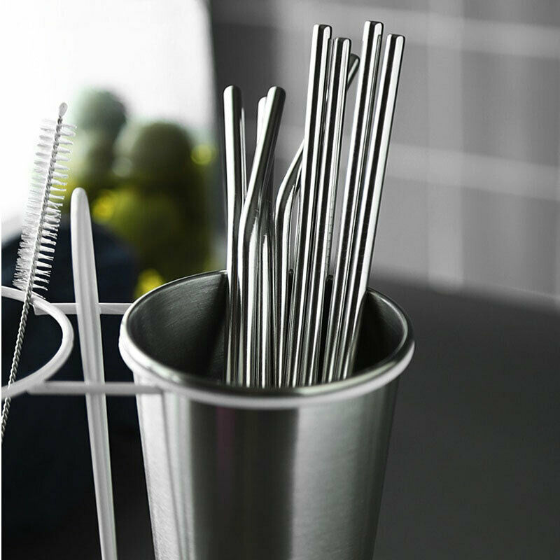 Batch 8 Straws Reusable Stainless Steel Green/Ecological Not Disposable - New