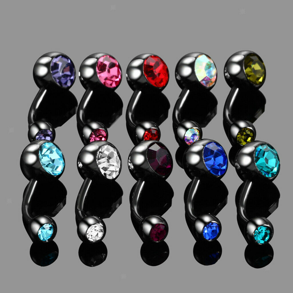 10pcs 14G Bling Crystal Belly Button Ring Navel Barbell Bar Piercing Jewelry