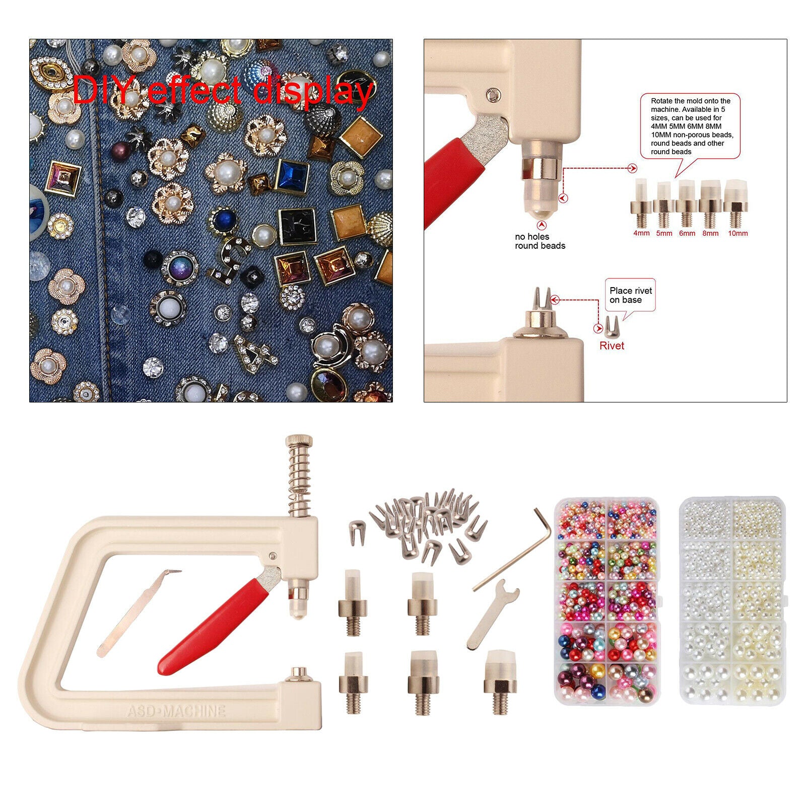 Manual beading pear bead press fusing machine hand press tool clothes