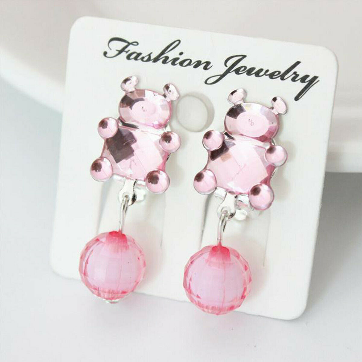 7 Pairs Girl Lovely Earrings Box Set Clip-on Pendant Kids Children Birthday Gift