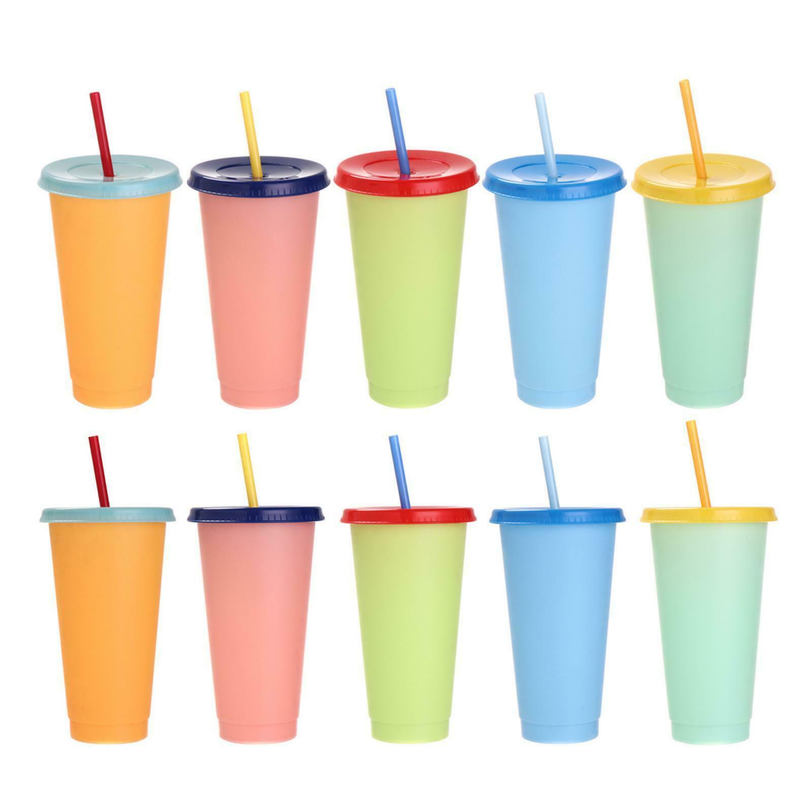 5x Color Changing Cup With Straw Lid Cold Drink Cup Water Tumblers Mix Color