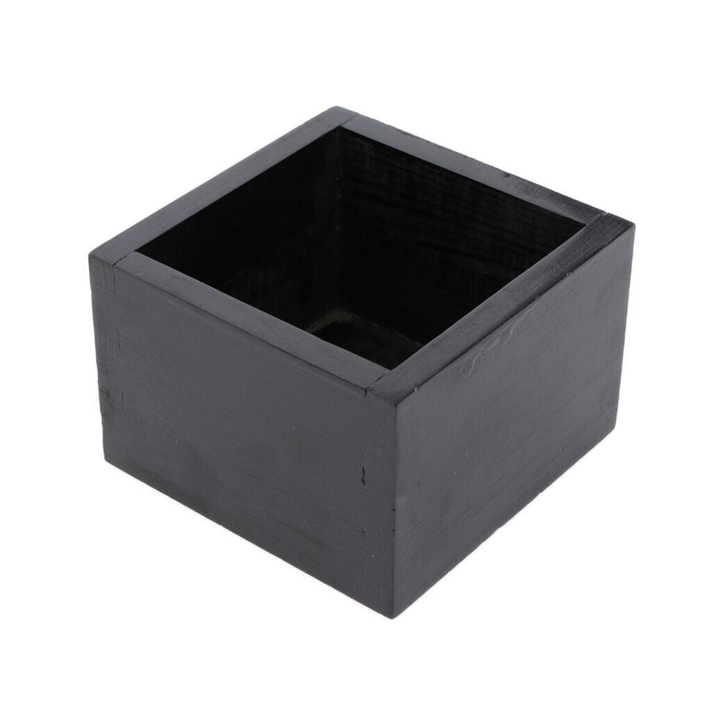 Wooden Square Storage Box Case for Jewelry Flower Craft Gift Black 2