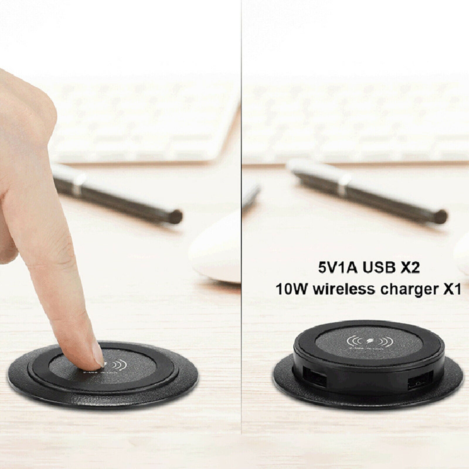 Qi Wireless Charger with 2 USB Charge Port Universal for Airport Earphone