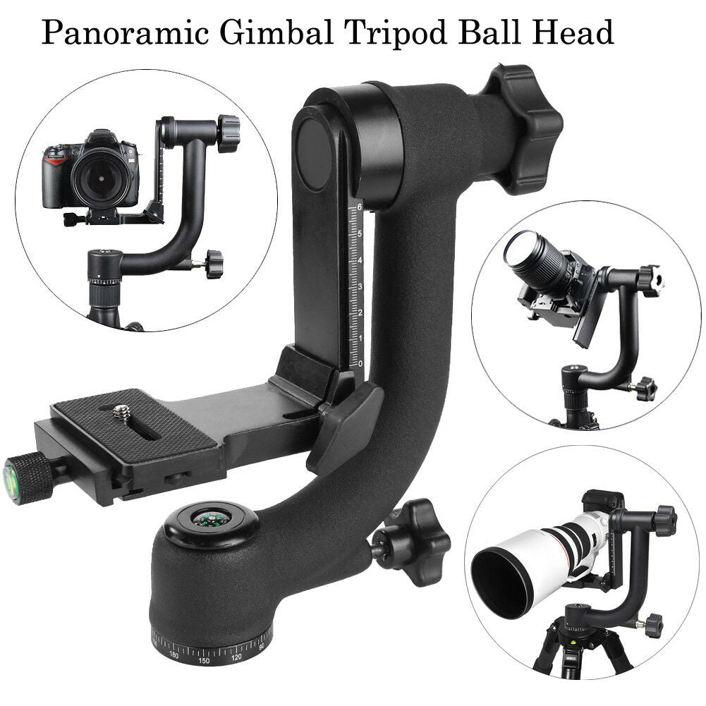 Panoramic 360Â° Gimbal Tripod Ball Head 1/4" Screw Quick Release for DSLR Camera