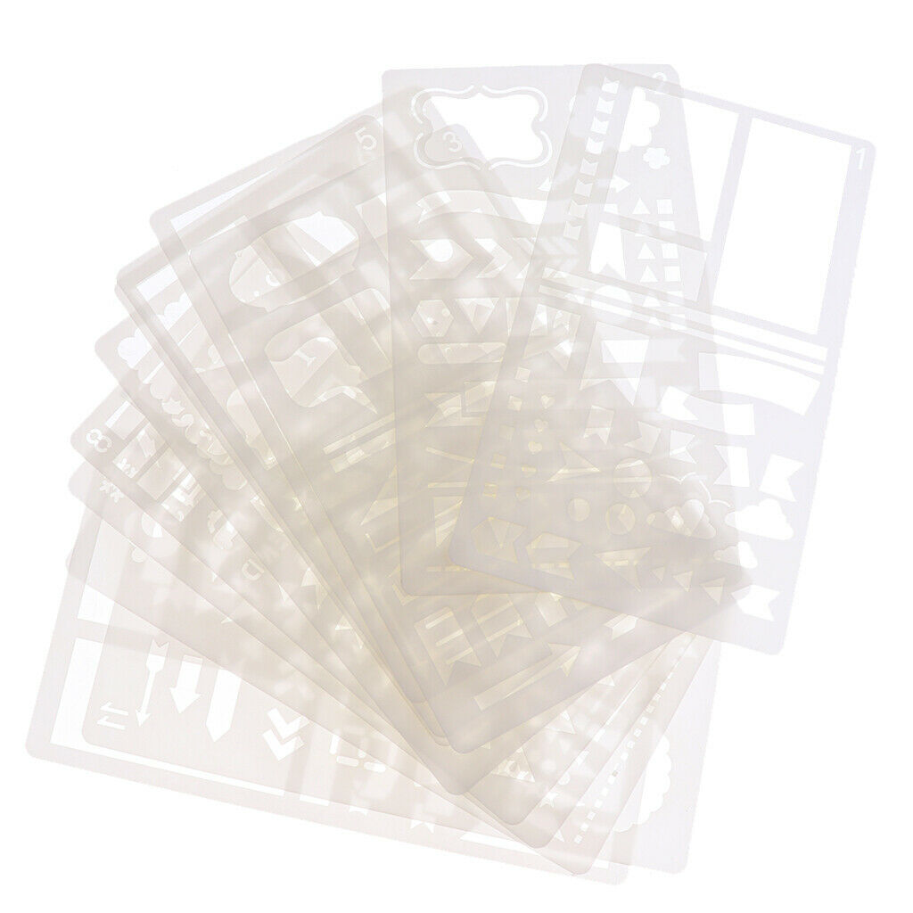 12x Journal Stencil Plastic Drawing Template Stencils for DIY Planner Diary