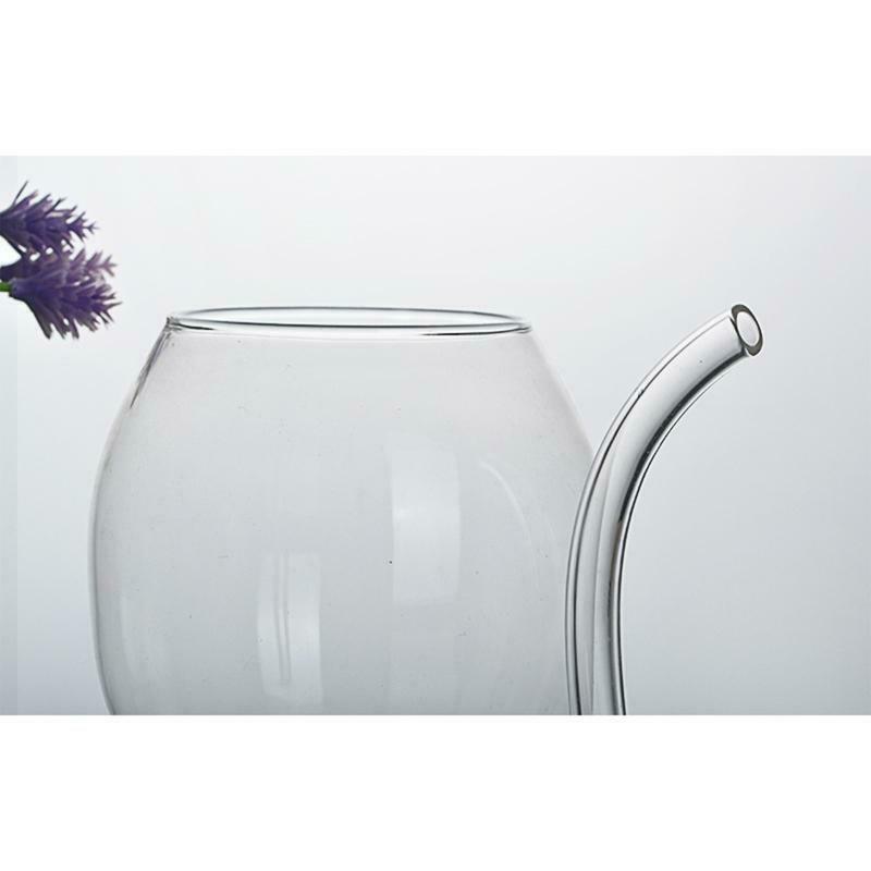 300ml  Red Wine Glass Transparent Cup Mug With Built in Drinking Tube Straw Wate