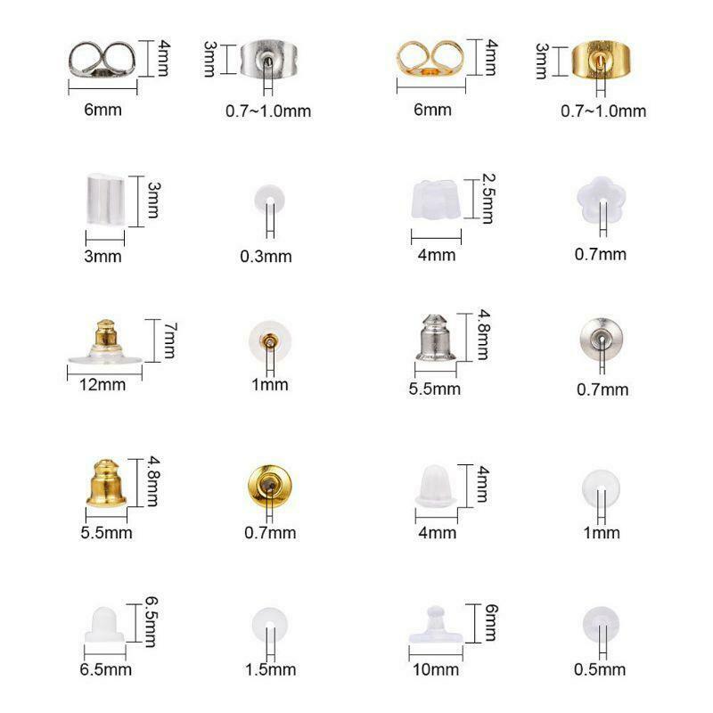 500Pcs10 Style Silicone Metal Assorted Secure Earring Backs Box Jewelry Finding