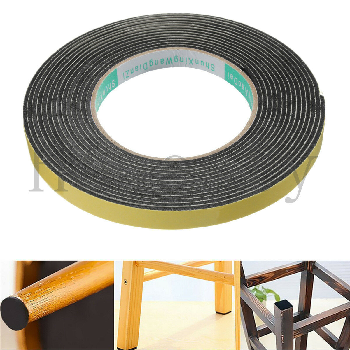 5M Black Single Sided Self Adhesive Foam Tape Sponge Rubber Strip Door Seal