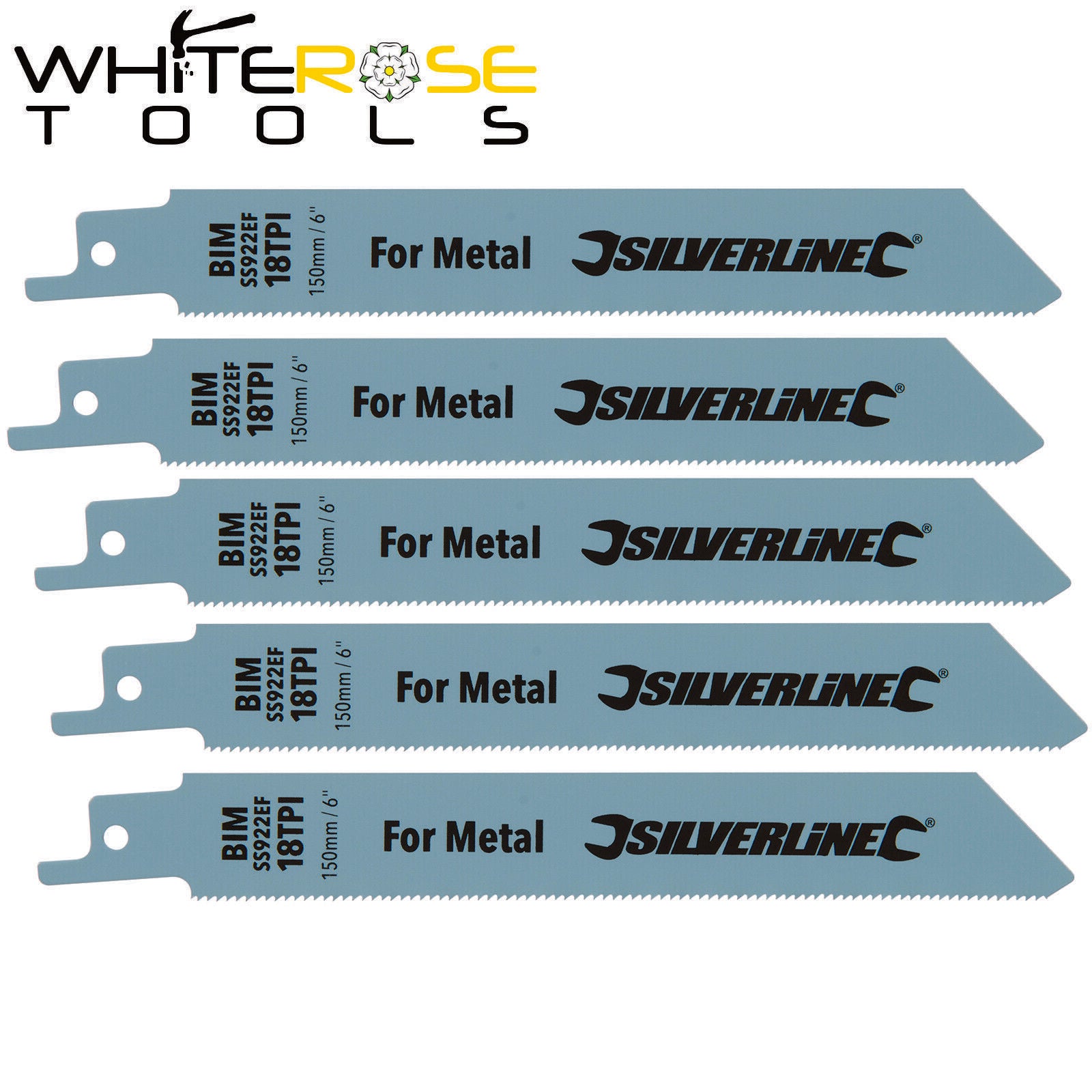 Silverline Recipro Saw Blades Fine Metal Cutting 5 Pack 150mm 18TPI Sabre