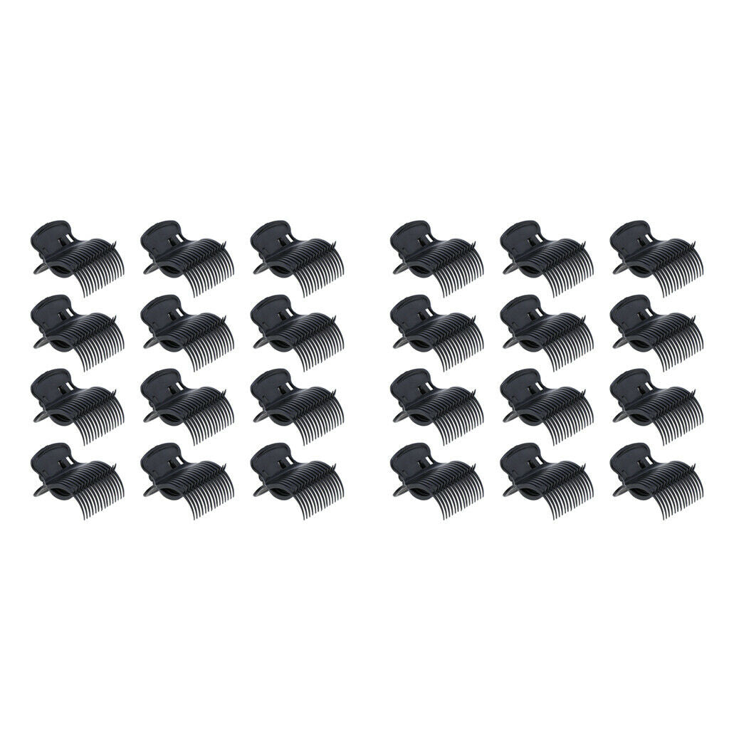 24x Durable Roller Clip Set Hair Replacement Grip Curler Clips Clamps Black