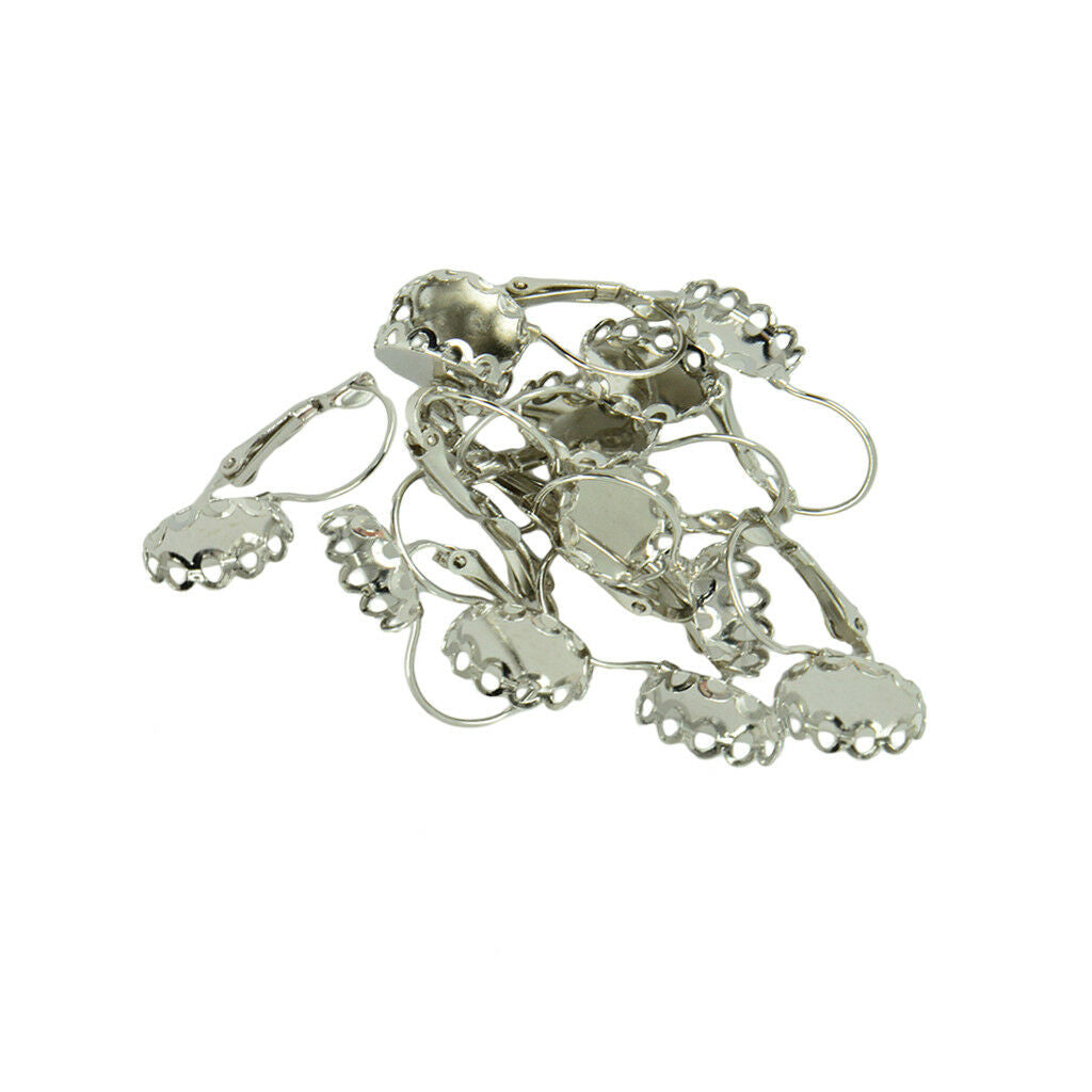 24 Pcs Round Blank Bezel French Leverback Earring Hook fit 12mm Cabochon