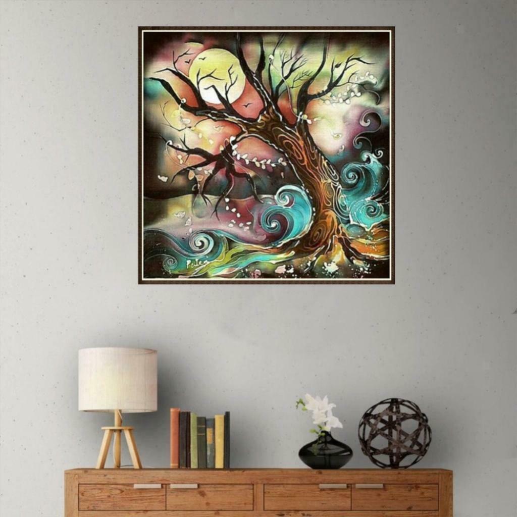 DIY Colouful Tree Pattern Diamond Mosaic Painting Embroidery Cross Crafts Stitch
