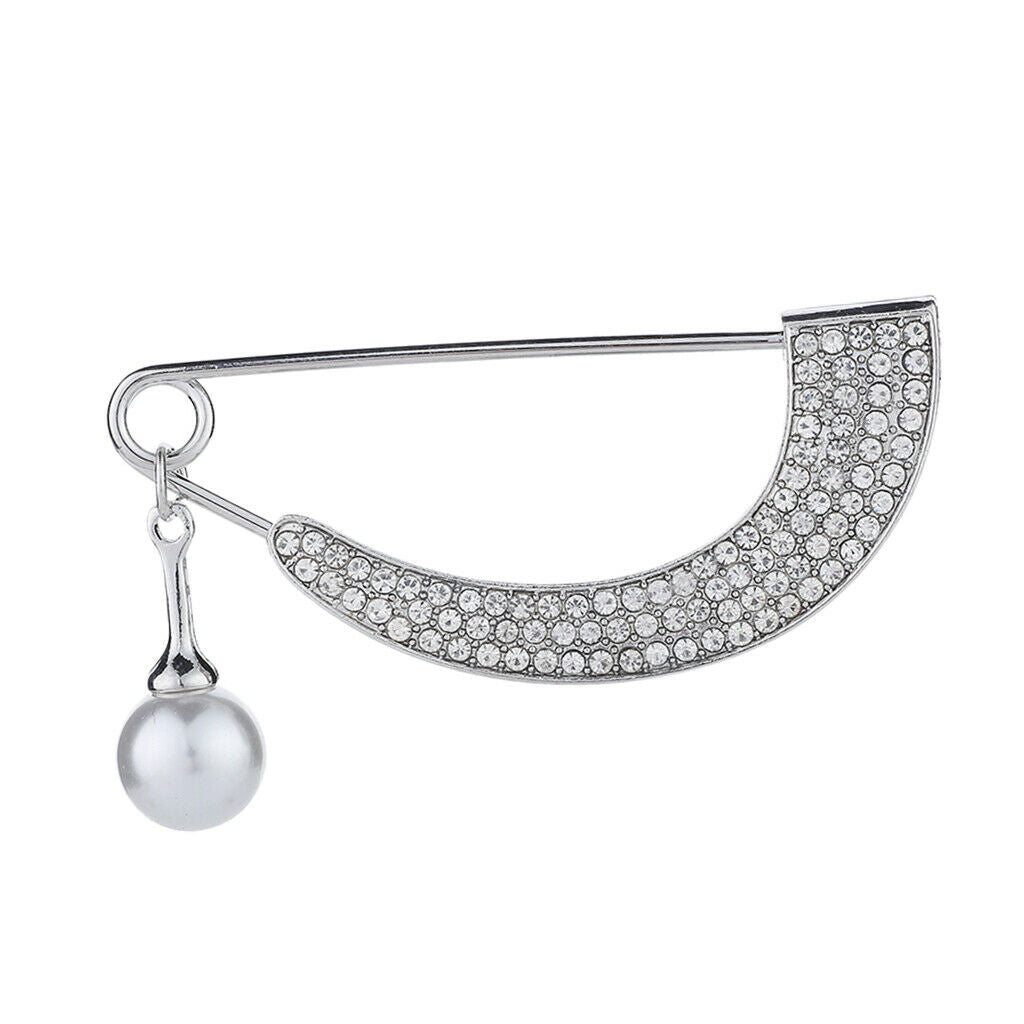 2 Pcs Women's Shawl Clip Full Crystal Brooch Pins Safety Pin Brooch Jewelry