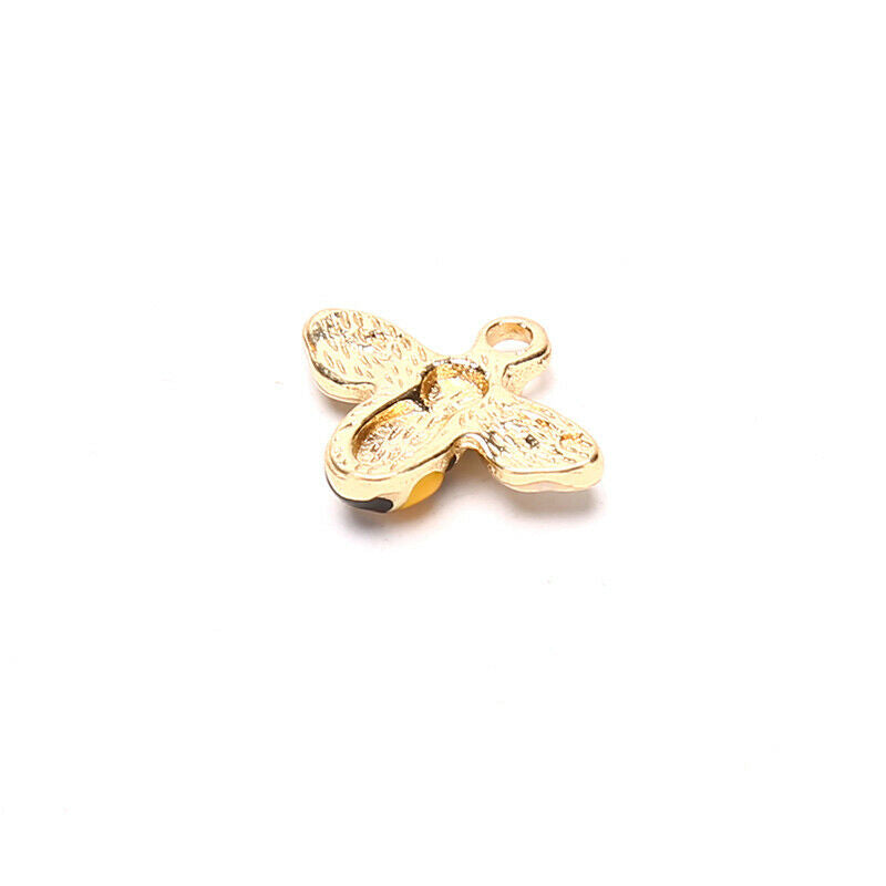 10pcs 14x12mm Tiny Bee Enamel Charms for Earring Pendant Necklace Jewelry Mak KX