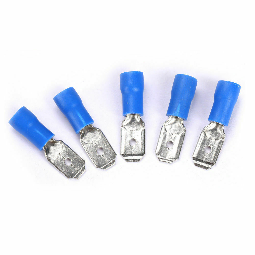 100pcs Blue Insulated Spade Electrical Wire Cable Connector Crimp Terminal Kit