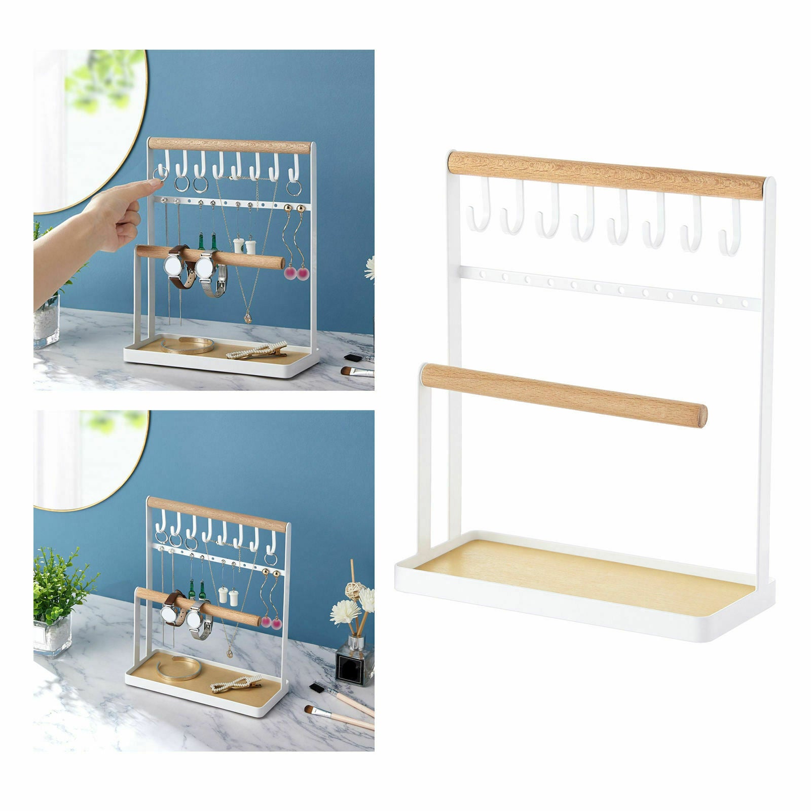 Jewelry Display Rack Props Iron Hooks Tray Holder for Earring Hairclip Store