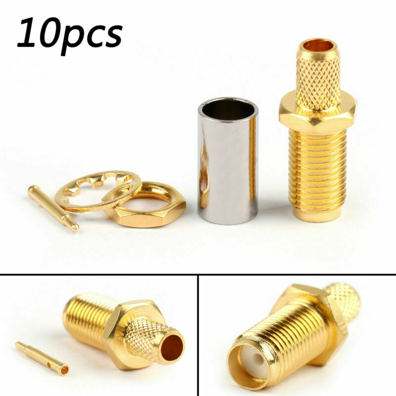10x RP-SMA Female RF Connector Male Pin For RG58 RG142 RG400 LMR195 Cable AT2