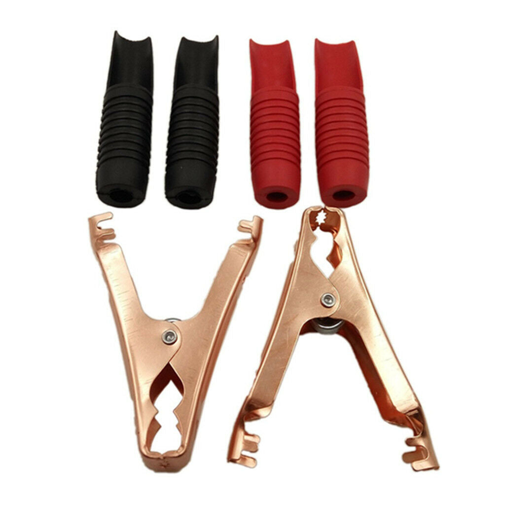 4x Red/Black Heavy Duty Battery Alligator Clip Clamps Copper Insulated 200A