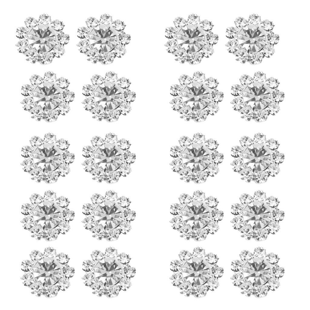 20x Flatback Metal Diamante Buttons Wedding Invitation Scrapbooking DIY 12mm
