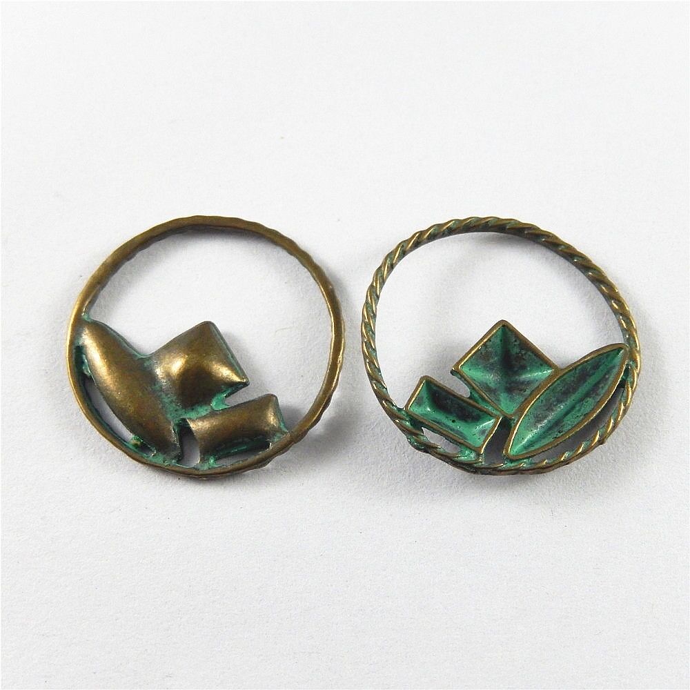 20 pcs Retro Round Frame Geometric Charm Pendant Patina Alloy Crafts 24*3mm